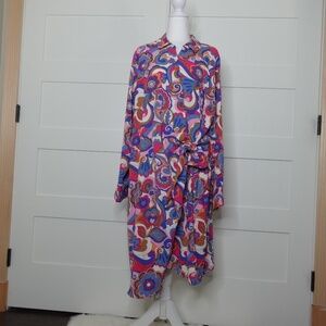 Intempo Women's midi wrap multicolor dress resort wear plus size 2X NWT